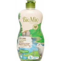 BioMio Концентрат экологичный для мытья посуды, овощей и фруктов Bio-Care с эфирным маслом мяты, экстрактом хлопка и ионами серебра 450мл