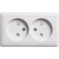 Розетка Schneider Electric Wessen 2-я без заземляющих контактов со шторками белая