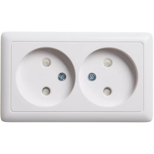 Розетка Schneider Electric Wessen 2-я без заземляющих контактов со шторками белая Розетка Schneider Electric Wessen 2-я без заземляющих контактов со шторками белая