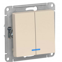 Выключатель Schneider Electric Atlas 2-клавишный с индикацией без рамки бежевый