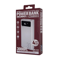 Аккумулятор внешний Remax Mengine Series RPP-112 30000mAh 4USB 2Type-C 2.1A пластик белый