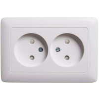 Розетка Schneider Electric Wessen 2-я без заземления со шторками белая