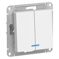 Выключатель Schneider Electric Atlas 2-клавишный с индикацией без рамки белый