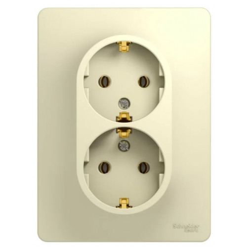 Розетка Schneider Electric Glossa 2-я 2х2 с рамкой бежевая Розетка Schneider Electric Glossa 2-я 2х2 с рамкой бежевая